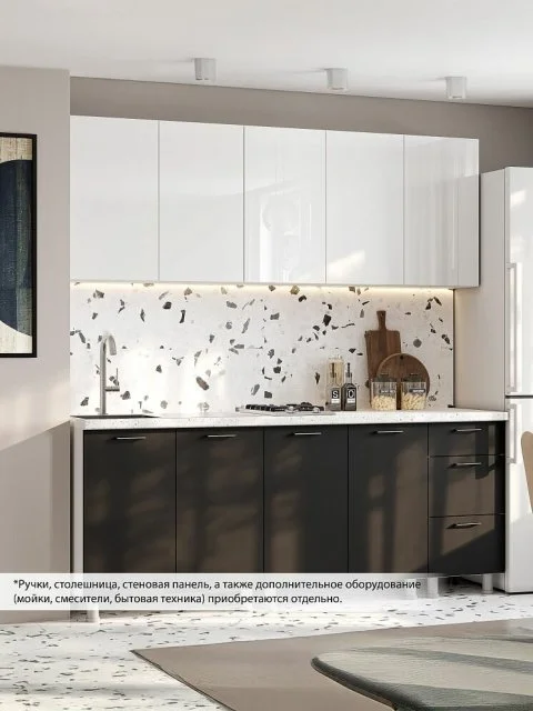 ARNIKA Кухонный гарнитур Модерн New без столешницы, 200х60х214.2 см, белый, белый глянец, графит
